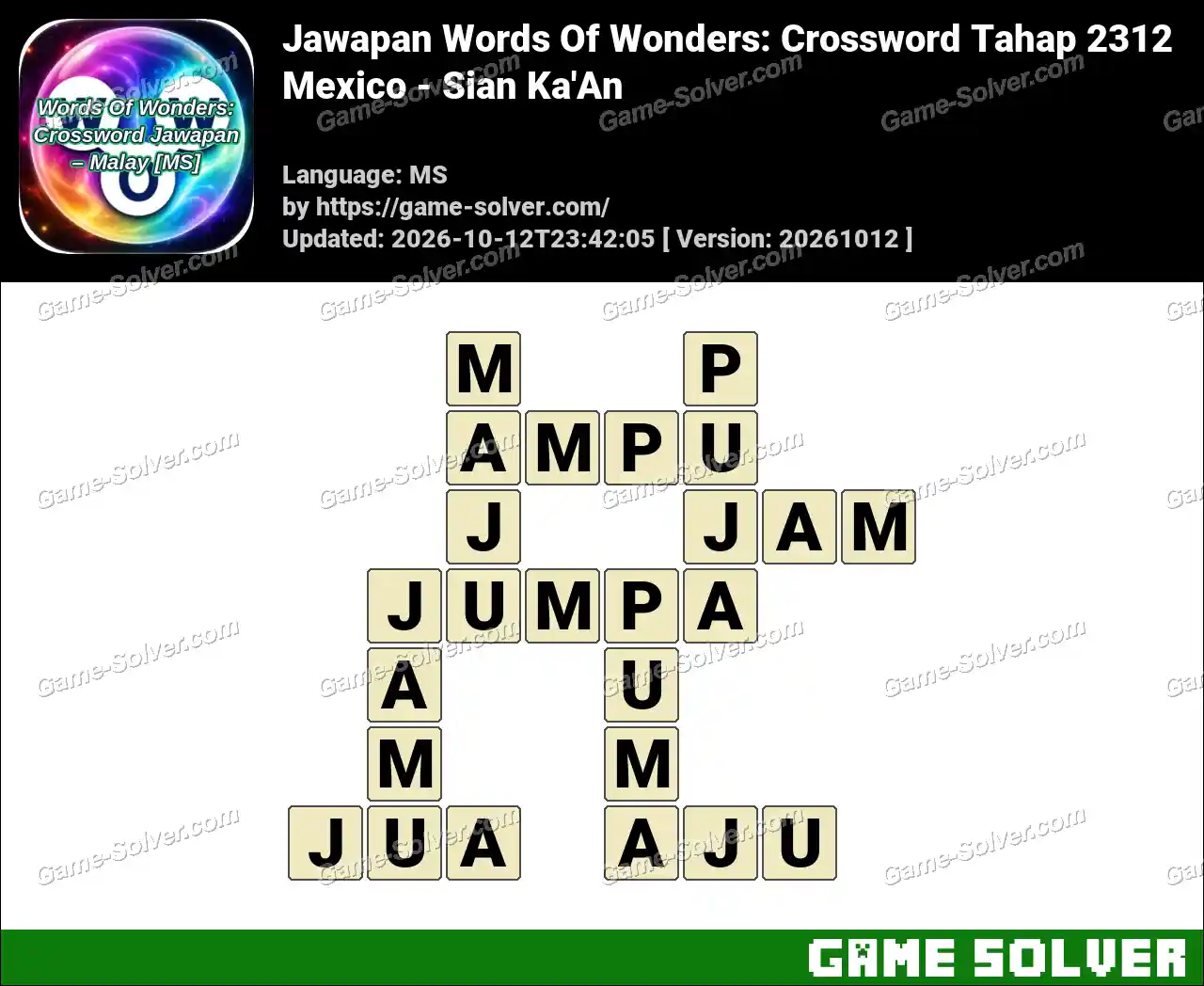 Jawapan Words Of Wonders: Crossword Tahap 2312 – Mexico – Sian Ka’An